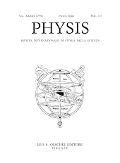 Fascicolo, Physis : rivista internazionale di storia della scienza : XXXIII, 1/3, 1996, L.S. Olschki
