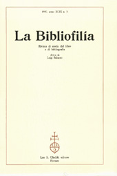 Issue, La bibliofilia : rivista di storia del libro e di bibliografia : XCIX, 3, 1997, L.S. Olschki