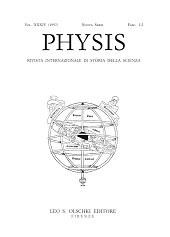 Heft, Physis : rivista internazionale di storia della scienza : XXXIV, 1/2, 1997, L.S. Olschki