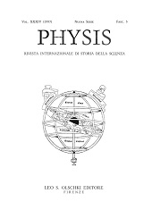 Fascicolo, Physis : rivista internazionale di storia della scienza : XXXIV, 3, 1997, L.S. Olschki