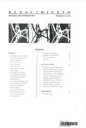 Issue, Renacimiento : revista de literatura : 13/14, 1997, Renacimiento