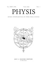 Fascículo, Physis : rivista internazionale di storia della scienza : XXXV, 1, 1998, L.S. Olschki