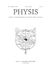Heft, Physis : rivista internazionale di storia della scienza : XXXV, 2, 1998, L.S. Olschki