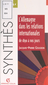 E-book, L'Allemagne dans les relations internationales, de 1890 à nos jours, Armand Colin (réédition numérique FeniXX)