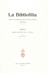 Issue, La bibliofilia : rivista di storia del libro e di bibliografia : CI, 1, 1999, L.S. Olschki