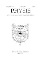 Fascículo, Physis : rivista internazionale di storia della scienza : XXXVI, 2, 1999, L.S. Olschki