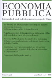 Issue, Economia pubblica. Fascicolo 1, 2000, Franco Angeli