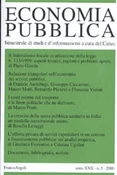 Fascículo, Economia pubblica. Fascicolo 5, 2000, Franco Angeli