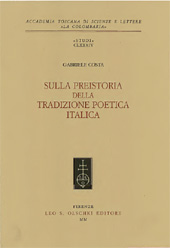 eBook, Sulla preistoria della tradizione poetica italica, Costa, Gabriele, L.S. Olschki