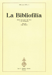 Issue, La bibliofilia : rivista di storia del libro e di bibliografia : CII, 3, 2000, L.S. Olschki