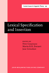 E-book, Lexical Specification and Insertion, John Benjamins Publishing Company
