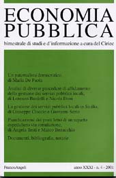 Fascículo, Economia pubblica. Fascicolo 4, 2001, Franco Angeli