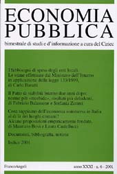 Fascículo, Economia pubblica. Fascicolo 6, 2001, Franco Angeli