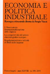 Fascicule, Economia e politica industriale. Fascicolo 109, 2001, 