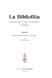 Issue, La bibliofilia : rivista di storia del libro e di bibliografia : CIII, 2, 2001, L.S. Olschki