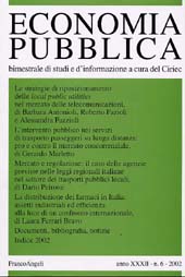 Fascículo, Economia pubblica. Fascicolo 6, 2002, Franco Angeli