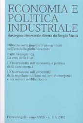 Fascicule, Economia e politica industriale. Fascicolo 116, 2002, 