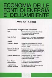 Fascículo, Economia delle fonti di energia e dell'ambiente. Fascicolo 3, 2002, Franco Angeli