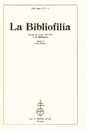 Fascicule, La bibliofilia : rivista di storia del libro e di bibliografia : CIV, 2, 2002, L.S. Olschki