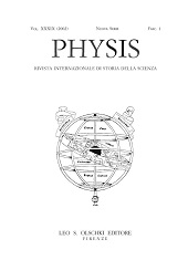 Fascículo, Physis : rivista internazionale di storia della scienza : XXXIX, 1, 2002, L.S. Olschki