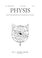 Issue, Physis : rivista internazionale di storia della scienza : XXXIX, 2, 2002, L.S. Olschki