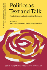 E-book, Politics as Text and Talk, John Benjamins Publishing Company