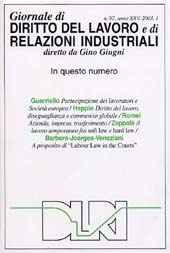 Issue, Giornale di diritto del lavoro e di relazioni industriali. Fascicolo 1, 2003, Franco Angeli