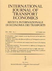 Heft, International journal of transport economics : Rivista internazionale di economia dei trasporti : XXX, 3, 2003, La Nuova Italia  ; RIET  ; Fabrizio Serra