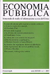 Heft, Economia pubblica. Fascicolo 1, 2003, Franco Angeli