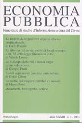 Fascículo, Economia pubblica. Fascicolo 3, 2003, Franco Angeli