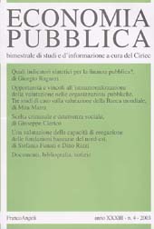Fascículo, Economia pubblica. Fascicolo 4, 2003, Franco Angeli