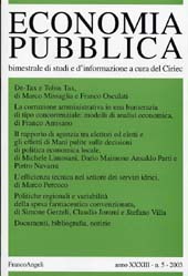 Issue, Economia pubblica. Fascicolo 5, 2003, Franco Angeli