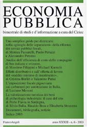 Fascículo, Economia pubblica. Fascicolo 6, 2003, Franco Angeli