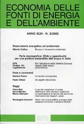 Issue, Economia delle fonti di energia e dell'ambiente. Fascicolo 3, 2003, Franco Angeli