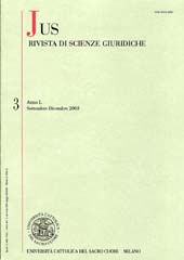 Heft, Jus : rivista di scienze giuridiche. SET./DIC., 2003, Vita e Pensiero