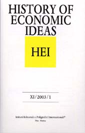 Heft, History of economic ideas : XI, 1, 2003, Istituti editoriali e poligrafici internazionali  ; Fabrizio Serra