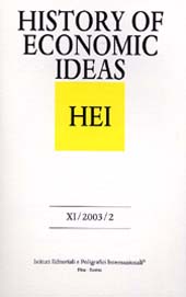 Fascicolo, History of economic ideas : XI, 2, 2003, Istituti editoriali e poligrafici internazionali  ; Fabrizio Serra