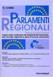 Fascicule, Parlamenti regionali. GEN./APR., 2003, Franco Angeli