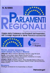 Issue, Parlamenti regionali. MAG./AGO., 2003, Franco Angeli