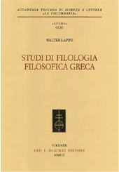 E-book, Studi di filologia filosofica greca, Lapini, Walter, L.S. Olschki