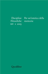Fascicolo, Discipline filosofiche : XIII, 2, 2003, Quodlibet