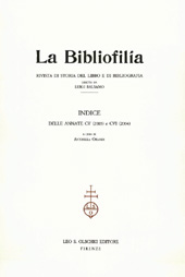 Fascicule, La bibliofilia : rivista di storia del libro e di bibliografia : CV, 1, 2003, L.S. Olschki