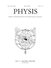 Issue, Physis : rivista internazionale di storia della scienza : XL, 1/2, 2003, L.S. Olschki