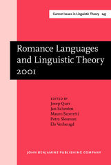 E-book, Romance Languages and Linguistic Theory 2001, John Benjamins Publishing Company