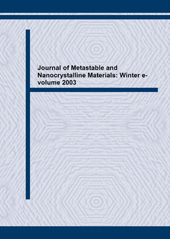 E-book, Journal of Metastable and Nanocrystalline Materials : Winter e-volume 2003, Trans Tech Publications Ltd