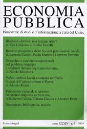 Fascículo, Economia pubblica. Fascicolo 3, 2004, Franco Angeli