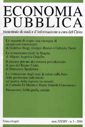 Fascículo, Economia pubblica. Fascicolo 5, 2004, Franco Angeli