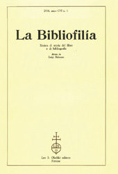 Heft, La bibliofilia : rivista di storia del libro e di bibliografia : CVI, 1, 2004, L.S. Olschki