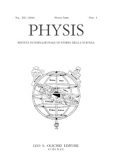 Fascículo, Physis : rivista internazionale di storia della scienza : XLI, 1, 2004, L.S. Olschki