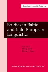 E-book, Studies in Baltic and Indo : European Linguistics, John Benjamins Publishing Company